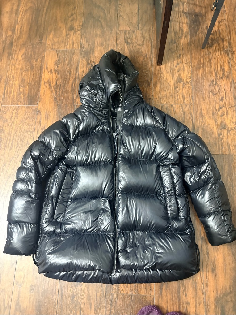 Canada Goose Glossy Black Hooded Puffer Coat
